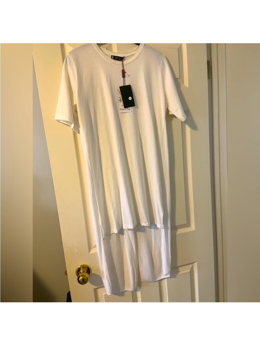 Made in Italy White High-Low Tunic Top - Lightweight Casual